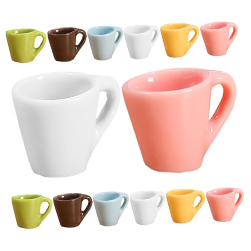 HONMEET 24 Stück Teiliges Miniatur Kaffeetassen aus Resin Farbige Puppenhaus Dekoration Realistische Miniatur Becher für DIY Bastelprojekte und Puppenhaus Küchenzubehör von HONMEET
