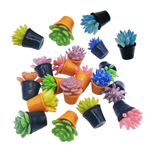HONMEET 24 Stück Teiliges Miniatur-sukkulenten Widerstandsfähigem Resin Realistische Künstliche Mini-blumentöpfe Vielseitige Dekoration für Puppenhäuser Armaturenbretter und von HONMEET