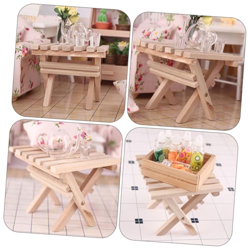 HONMEET 3 STÜCKE Miniatur Klapptisch aus Holz Faltbarer Outdoor Tisch für Puppenhaus DIY Dekoration und Miniatur Landschaft Robust und Detailreich Gestaltet von HONMEET