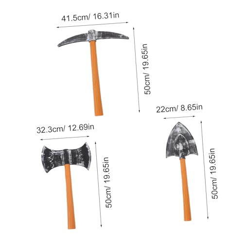 HONMEET 3 Stück Teiliges Zwerg Kostüm mit Doppelseitiger Axt Pickel und Schaufel Leichtes Plastik Prop für Halloween Bühnenaufführungen Kindergeburtstage und Rollenspiele von HONMEET