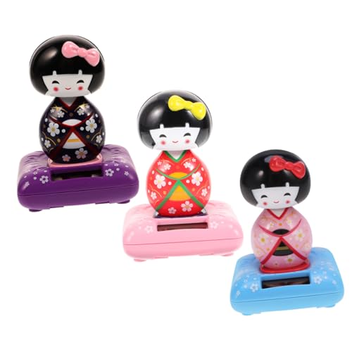 HONMEET 3 Stücke Schütteln Kopf Puppe Figuren Auto Kleine Kimono Puppe Figuren Cartoon Kimono Puppe DIY Auto Dekorationen von HONMEET