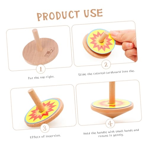 HONMEET 4 Sätze Holz Spielkreisel für Pädagogisch Druckabbau Handspielzeug Buntes Gyro Feinmotorik und Koordination von HONMEET