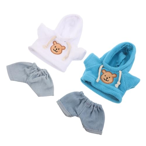 HONMEET 4 Stück Teiliges Bärenkleidungsset aus Hochwertiger Baumwolle Hoodie und Jeans für Kuscheltiere Passgenaues Outfit für Kleine Stofftiere Bären Modische Plüschkleidung für von HONMEET