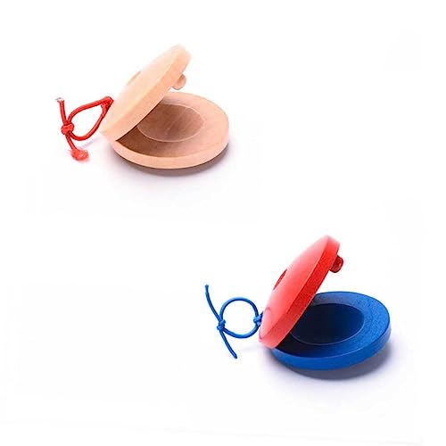 HONMEET 4 Stück Teiliges Holz Finger Kastagnetten Musikspielzeug Frühförderung Schlaginstrumente für Kleine Hände Sichere und Glatte Oberfläche in Natur Blaufarben von HONMEET