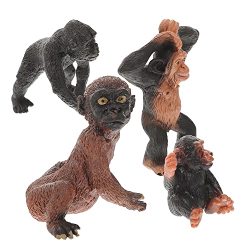 HONMEET 4 Stück Teiliges Schimpansen Tiermodell Set Realistische Wildtierfiguren für Pädagogisches Kreativität und Vorstellungskraft von HONMEET