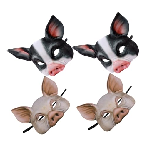 HONMEET 4 Stück Tiermasken Schweinemotiv Halbe Gesichtsbedeckung Leichte Cosplay-masken für Karneval Halloween Kostümparty Vielseitige Faschingsmasken in Weiß und Schwarz HONMEET 4 Stück Tiermasken Schweinemotiv Halbe Gesichtsbedeckung Leichte Cosplay-masken für Karneval Halloween Kostümparty Vielseitige Faschingsmasken in Weiß und Schwarz von HONMEET