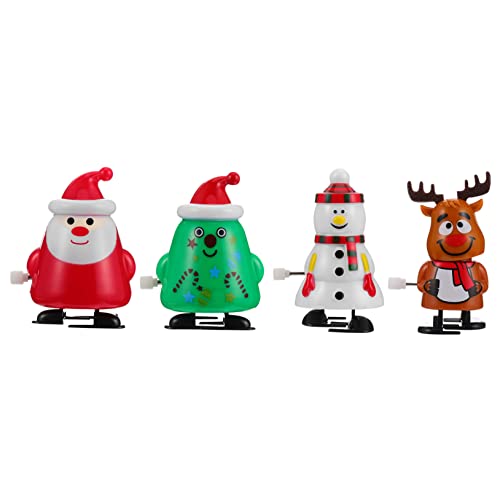 HONMEET 4 Stück Aufziehspielzeug Weihnachtsmann Schneemann Cartoon Laufspielzeug Kleinkinder von HONMEET