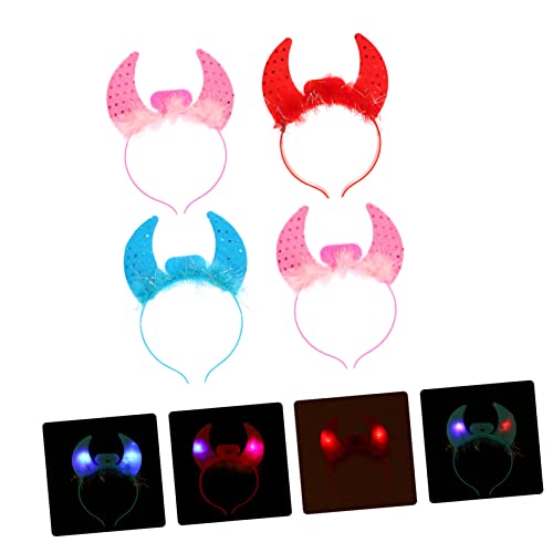 HONMEET 4 Stücke Entzückende Leuchtende Halloween Stirnband Kreative Feder Horn Haarband HONMEET 4 Stücke Entzückende Leuchtende Halloween Stirnband Kreative Feder Horn Haarband von HONMEET
