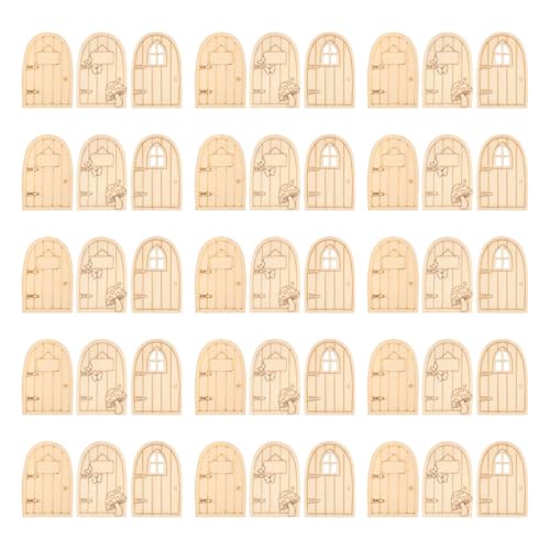 HONMEET 45 Stück Teiliges Holz Miniatur DIY Bastelset mit Fenster Varianten Unlackiert für Garten Dekoration Puppenhaus Basteltür Kreative Holzornamente HONMEET 45 Stück Teiliges Holz Miniatur DIY Bastelset mit Fenster Varianten Unlackiert für Garten Dekoration Puppenhaus Basteltür Kreative Holzornamente von HONMEET