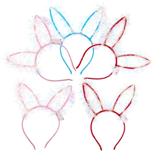 HONMEET 5 Stück Kreative Teiliges Hasenohren Haarreif Stirnbänder für Partys Glühende Bunny Ohren für Kostüme und Festlichkeiten von HONMEET