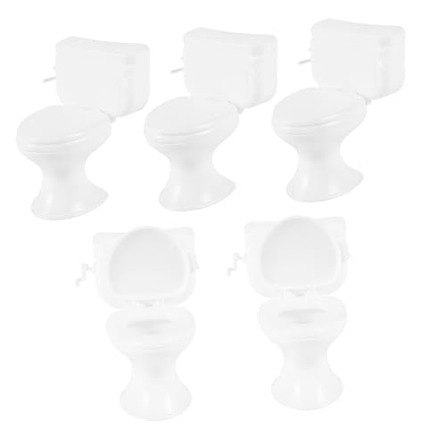 HONMEET 5 Stück Maßstab Realistisch Gestaltete Mini Toilette mit Klappdeckel Stilvolle Badmöbel Zubehör für Puppenhaus Dekoration von HONMEET