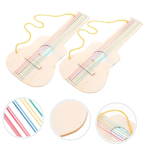 HONMEET 5 Stück Teiliges DIY Holz Gitarren für Unbemalte Hautfreundliche Holzgitarre zum Bemalen und Basteln Kreatives Musikspielzeug für Jungen und Mädchen Ab Jahren von HONMEET