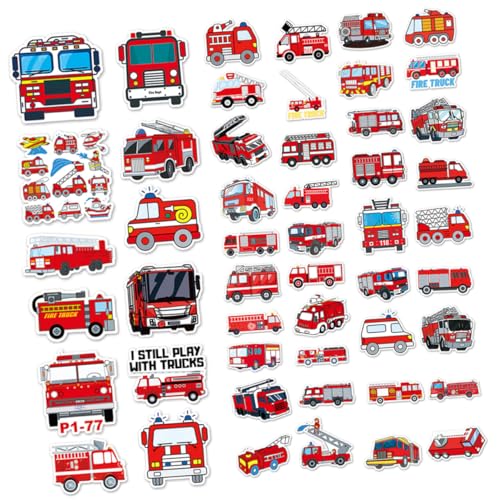 HONMEET Aufkleber Mit Feuerwehrauto- Für Kleinkinder Übungsflasche Laptop Sammelalbum Planer Journal Planer 50 Stück von HONMEET