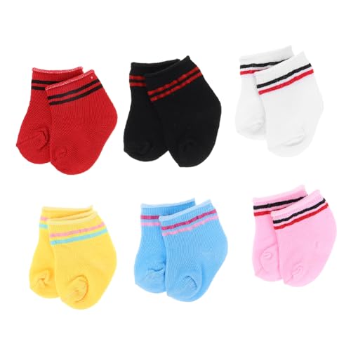 HONMEET 6 Paare Bunte Gestrickte Puppensöckchen für Doll Elastische Weiche Knöchelsocken mit Charmanten Mustern Hautfreundlich Strapazierfähig Puppenkleidungszubehör HONMEET 6 Paare Bunte Gestrickte Puppensöckchen für Doll Elastische Weiche Knöchelsocken mit Charmanten Mustern Hautfreundlich Strapazierfähig Puppenkleidungszubehör von HONMEET