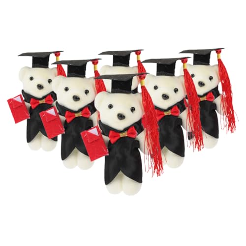 HONMEET 6 Stück Mini-abschluss-bär Aus Plüsch Mit Absolventenkappe, Stofftierpuppen Für Abschlussfeier 2024, Partyzubehör HONMEET 6 Stück Mini-abschluss-bär Aus Plüsch Mit Absolventenkappe, Stofftierpuppen Für Abschlussfeier 2024, Partyzubehör von HONMEET