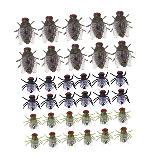 HONMEET 60 Stück Teiliges Realistischer Fliegenmodelle aus Inklusive Großer Schwarzer und Grüner Fruchtfliegen Witziges Streichspielzeug für Halloween Praktische Scherzartikel für von HONMEET