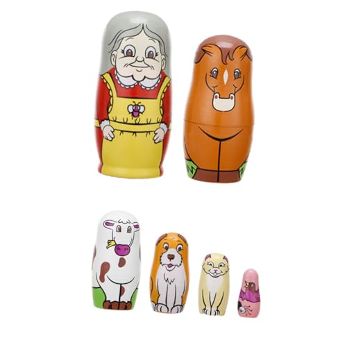 HONMEET 6Stücke Holz Puppen Kreative Nistspielzeuge mit Handgemalten Mustern für Dekoration und Langlebig und Farbecht für Puppenliebhaber HONMEET 6Stücke Holz Puppen Kreative Nistspielzeuge mit Handgemalten Mustern für Dekoration und Langlebig und Farbecht für Puppenliebhaber von HONMEET