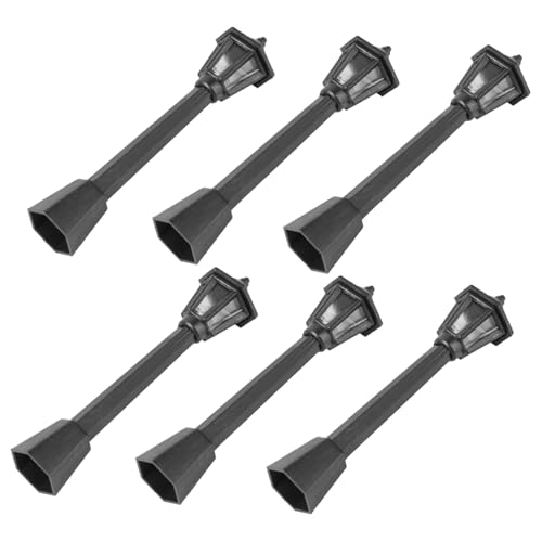 HONMEET 6Stücke Straßenlaterne Modelllichter aus Resin für Mikrolandschaften Kreative Dekoration Schwarz DIY Zubehör für von HONMEET