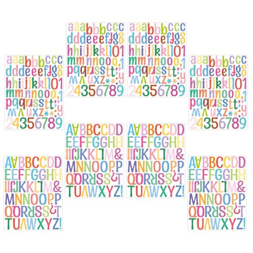 HONMEET 8 Bögen Alphanumerische Aufkleber Scrapbooking Buchstabenaufkleber # Farb Und Zahlenaufkleber Nummerierte Aufkleber von HONMEET