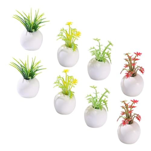 HONMEET 8 Stck Teiliges Miniatur Künstliche Sukkulenten im Topf Realistische Leichte Resin Deko für Puppenhaus Mini Garten Vielseitige Designs Kleine Kunstpflanzen Indoor Dekorative Mini von HONMEET
