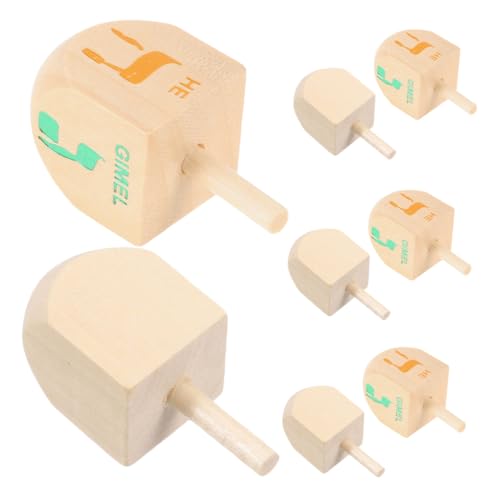 HONMEET 8 Stück Holz Chanukka-Dreidel Spielzeug Für Kinder Bunte Buchstaben Party Dekoration DIY Basteln Lernspielzeug von HONMEET