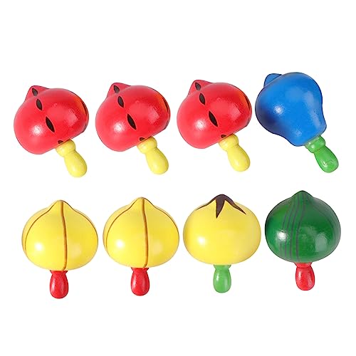 HONMEET 8 Stück Teiliges Holz kreiselspielzeug mit Buntem Fruchtmuster Handgefertigt Fördert Auge koordination Stressabbauend Wasserbasierte Farben Sichere Glatte Kanten Zufällige Designs von HONMEET
