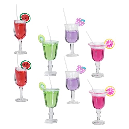 HONMEET 8 Stück Teiliges Miniatur Cocktail Modell Bunte Mini Deko mit Künstlichen Cocktailgläsern für Puppenhaus DIY Basteln Tischdekoration Foto Requisiten Stilvolle Mini Haus Ornamente von HONMEET