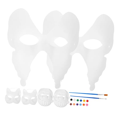 HONMEET Bemalbare Fuchs Weiße Papiermaske Gras Selbermachen Masken Schlichte Weihnachtsmann Maskerade Maske Jungen Mardi für Partymaske Cosplay Mädchen Weiße Graffiti Schmetterling von HONMEET