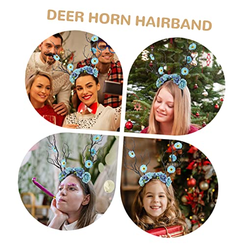 HONMEET Extravaganter Haarreif mit Hirschgeweih und Blauer Rosenblüte Originelles Festival party stirnband für Mädchen Langlebiges Material Einzigartiges Kostüm accessoire für Karneval HONMEET Extravaganter Haarreif mit Hirschgeweih und Blauer Rosenblüte Originelles Festival party stirnband für Mädchen Langlebiges Material Einzigartiges Kostüm accessoire für Karneval von HONMEET