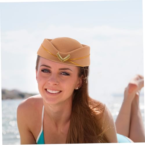 HONMEET Felt Stewardess Hut Damen Stewardess Mütze Verstellbar Faux wolle Elegant Bühnenperformance Kostüm Zubehör für Cosplay und Themenpartys HONMEET Felt Stewardess Hut Damen Stewardess Mütze Verstellbar Faux wolle Elegant Bühnenperformance Kostüm Zubehör für Cosplay und Themenpartys von HONMEET