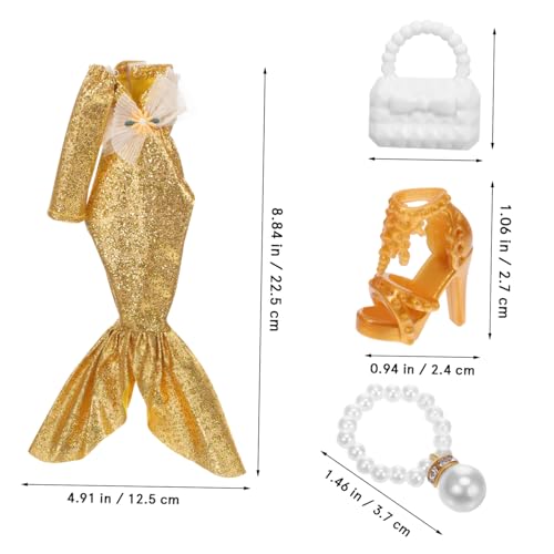 HONMEET Glitzerndes Puppen Abendkleid mit Meerjungfrau Design Inkl Eleganter Handtasche Halskette und High Heels Stilvolles Puppenkleid Zubehör für Formelle Anlässe und Modespaß HONMEET Glitzerndes Puppen Abendkleid mit Meerjungfrau Design Inkl Eleganter Handtasche Halskette und High Heels Stilvolles Puppenkleid Zubehör für Formelle Anlässe und Modespaß von HONMEET
