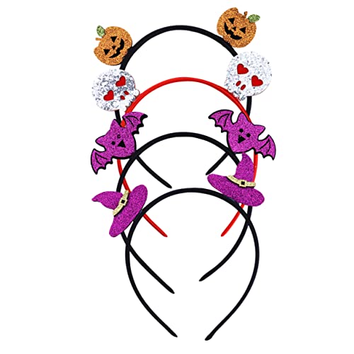 HONMEET Halloween Haarreif Kürbis Stirnband Mit Glitzer-ohren 4er-set Festivalschmuck Haarschmuck Für Kinder Und Erwachsene von HONMEET