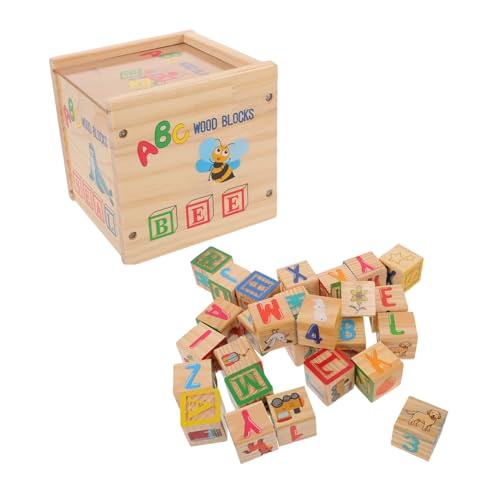 HONMEET Holzbauklötze ABC Alphabet Lernspielzeug Montessori aus Holz mit Zahlen Stapelspiel für Kleinkinder Vorschule Kreative von HONMEET