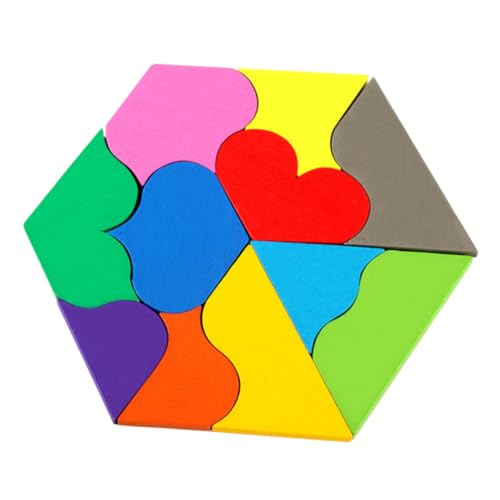 HONMEET Holzpuzzle Herzform Bunt Geometrisch Fördert Kreativität und Logik Lernspielzeug Montessori Puzzle für Jungen Mädchen Ab Jahren von HONMEET