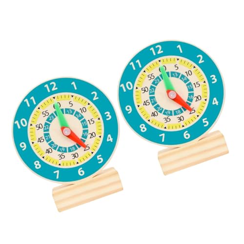 HONMEET 2 Stück Holzuhren Lernspielzeug Kindergeschenk Zahlenfarbenformerkennung Hand-Augen-koordination Mathematikspielzeug Für Kleinkinder von HONMEET