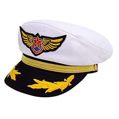 HONMEET Kapitänsmütze aus Baumwolle Goldbestickter Seglerhut Unisex Verkleidungshut für Kostüm Party Rollenspiel Outdoor Sonnenschutz Verstellbar Modisch für Jungen und Mädchen von HONMEET