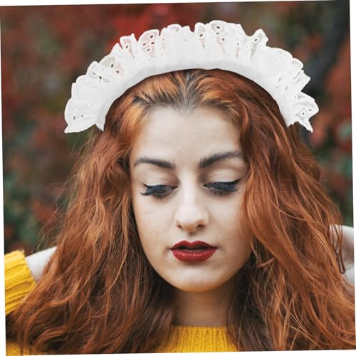 HONMEET Kawaii Lolita Spitzen Haarreif Damen Maid Headpiece aus Weicher Spitze für Cosplay Party und Modisches Kostüm Vielseitiges Klassisches Accessoire für Süßen Look von HONMEET