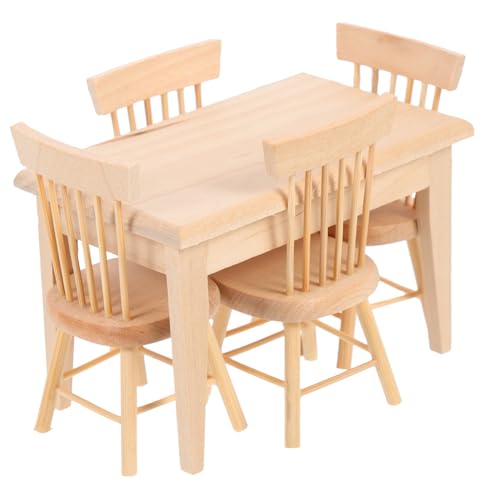 HONMEET Maßstab Mini Esstisch und Stühle aus Eichenholz Detailreiches DIY Zubehör für Puppenhaus Dekoration und Kinderzimmer HONMEET Maßstab Mini Esstisch und Stühle aus Eichenholz Detailreiches DIY Zubehör für Puppenhaus Dekoration und Kinderzimmer von HONMEET