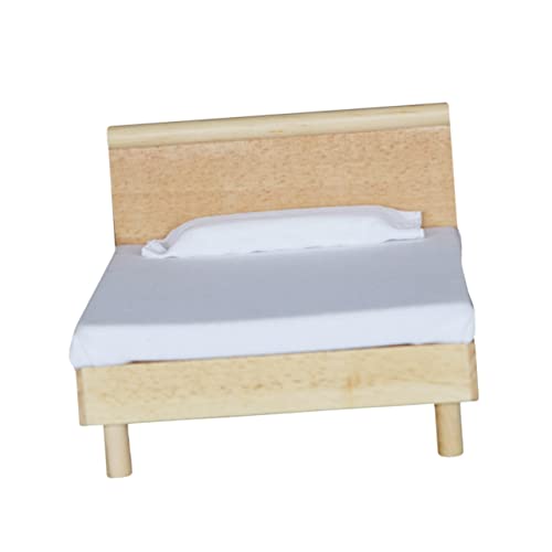 HONMEET Mini-doppelbett Aus Eichenholz Simulationsbett-Modell Für Puppenhaus Mini-Bett-zubehör Für Kinderzimmer von HONMEET