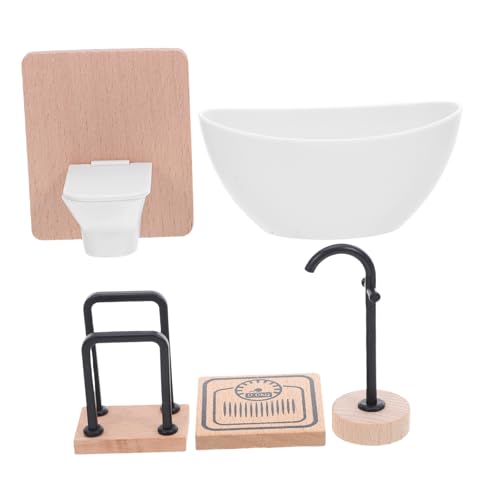 HONMEET Miniatur Badewanne Toilette Waschbecken Handtuchhalter Miniatur Dekoration Zubehör für Kreative Rollenspiele von HONMEET