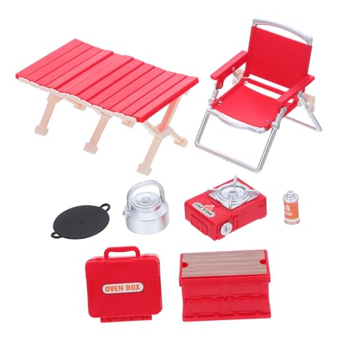 HONMEET Miniatur Camping Grill mit Klappbarem Tisch und Stühlen Realistische BBQ Puppenhaus Accessoires Interaktives Kinderspielzeug für Drinnen und Draußen Kreatives Rollenspiel DIY von HONMEET