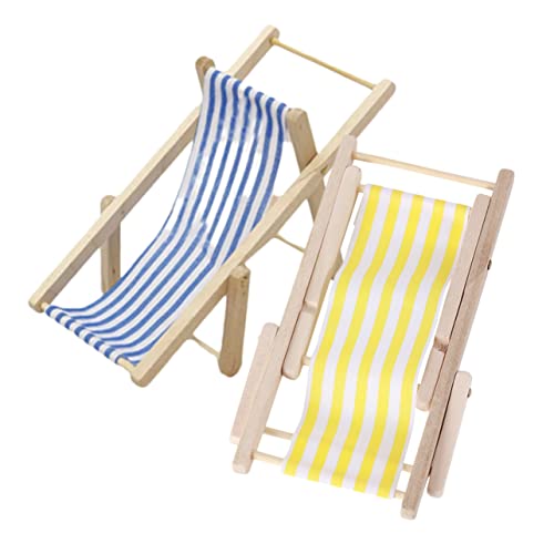 HONMEET Miniliegestuhl Strandkorb Miniatur Liegestuhl Set Faltbare Strandstühle Für Puppenhaus Mikrolandschaft Mini Lounge Stühle Und Dekorative Öbel Für Miniatur Displays Strandstuhl Klappbar von HONMEET