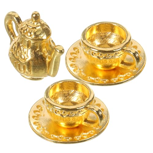 HONMEET Miniatur Teekannen aus Zinklegierung Retro Design Langlebiges Puppenhaus Zubehör Dekoratives Mini Teeservice mit Teetasse für Tisch Regaldekoration HONMEET Miniatur Teekannen aus Zinklegierung Retro Design Langlebiges Puppenhaus Zubehör Dekoratives Mini Teeservice mit Teetasse für Tisch Regaldekoration von HONMEET