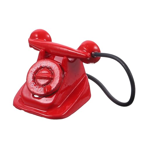 HONMEET Miniatur Telefonmodell Vintage Handtelefon Dekoration für Puppenhaus Zubehör Realistisches Design für Kreative Spielwelten Rot HONMEET Miniatur Telefonmodell Vintage Handtelefon Dekoration für Puppenhaus Zubehör Realistisches Design für Kreative Spielwelten Rot von HONMEET