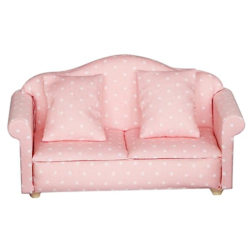 HONMEET Miniatursofa aus Holz mit Rosa Polka Dots und Kissen Puppenhausmöbel für Dekoratives für Miniatur Wohnzimmer und Puppenhauszubehör HONMEET Miniatursofa aus Holz mit Rosa Polka Dots und Kissen Puppenhausmöbel für Dekoratives für Miniatur Wohnzimmer und Puppenhauszubehör von HONMEET