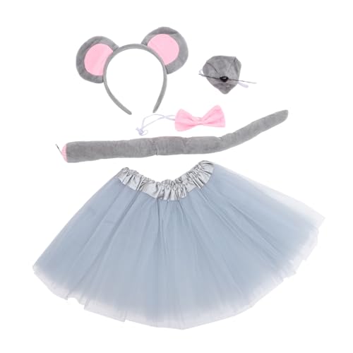 HONMEET Mouse Kostüm Zubehör Set mit Grauem Tutu Rock Weichem Stirnband mit Mausohren Fliege und Nase Leichtes Halloween Cosplay Accessoire für Party Geburtstag Rollenspiel HONMEET Mouse Kostüm Zubehör Set mit Grauem Tutu Rock Weichem Stirnband mit Mausohren Fliege und Nase Leichtes Halloween Cosplay Accessoire für Party Geburtstag Rollenspiel von HONMEET