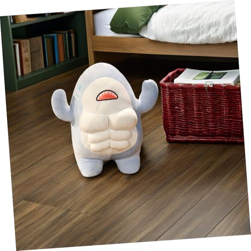 HONMEET Muskel Shark Kuscheltier Weiches Bequemes Stofftier für Kinderzimmer Schlafzimmer Sofa Kreatives Geschenk für Erwachsene Waschbar Blau von HONMEET
