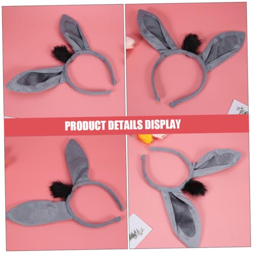 HONMEET Niedliches Damen Haarband mit Grauen Eselohren Bequemes Tierohren stirnband für Erwachsene Vielseitiges Party Karnevals accessoire Einfach zu Tragen und Sicherer Sitz von HONMEET