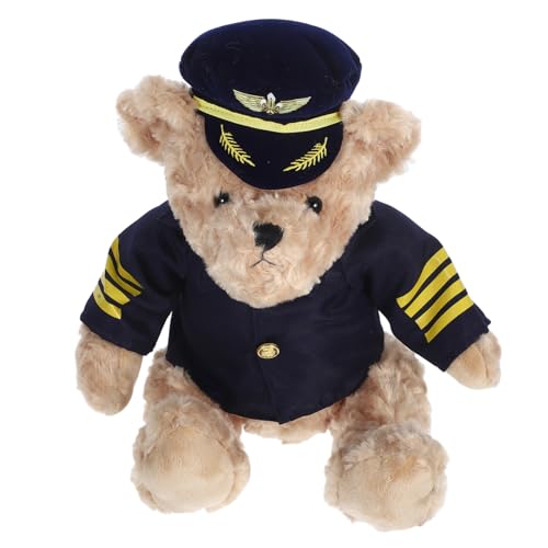 HONMEET Plüschbär Flauschig Kuschelig Kapitän Bär Pilot Stofftier Geschenk Party Dekoration Kuscheliges Plüschtier für Geburtstag Hochzeit Fest von HONMEET