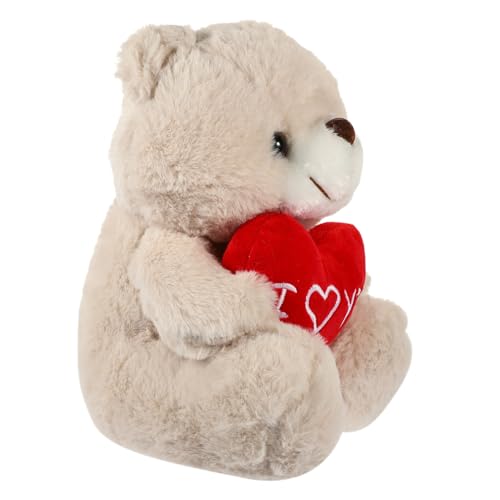 HONMEET Plüschbär mit Herz Kuscheltier Beige Plüschtier zum Umarmen Weicher Teddybär für Freundin Dekoration Wohnzimmer Schlafzimmer von HONMEET